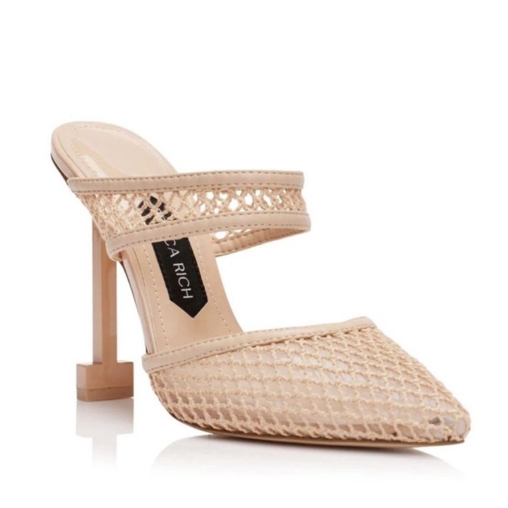 JESSICA RICH Ysabelle Fishnet Pointed Toe Stiletto Pump (Women) Nude 39 EU/ 9 US